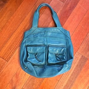 Nest teal leather shoulder bag